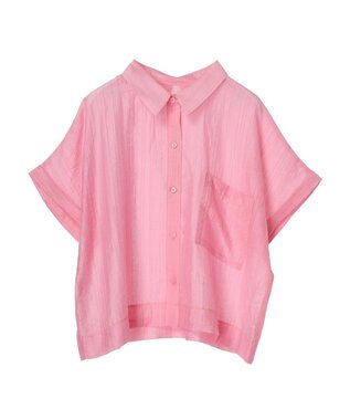 Green Parks シアーストライプショート丈シャツ Pink