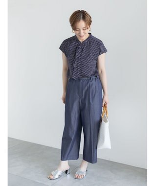 Te chichi 【接触冷感/UVカット/遮熱】ワイドクロップトパンツ ネイビー