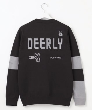 PW CIRCULUS 【イージーケア/軽量】【MEN】 DEER モチーフニット ブラック系