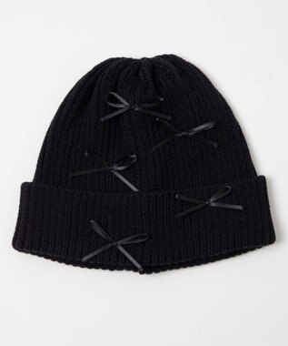 WEGO ribbon　knit　cap ブラック