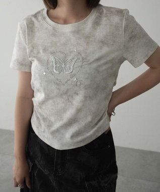 WEGO メタリックバタフライサークルロゴT