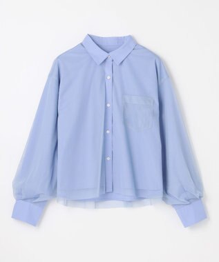 ANY L クロップドチュールコンビシャツ ブルー