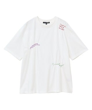 Green Parks ・ＳＵＧＡＲ　ＳＰＯＯＮ　ギャザーロゴ刺繍ＴＥＥ Off White