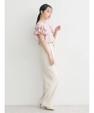 earth music&ecology フリルスリーブカットソー Pink Beige