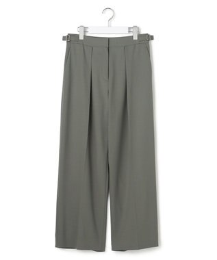 ICB 【UVカット・洗える】ウール2WAYストレッチ ワイドパンツ スモークグリーン系