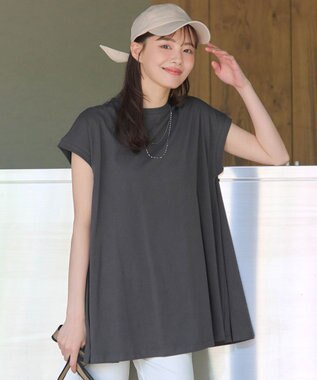  【接触冷感】 フレンチスリーブフレアカットソー