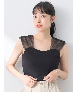 earth music&ecology チュールドッキングカップ付キャミソール Black