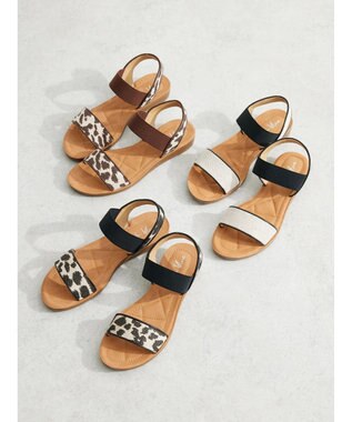 Green Parks ・ｒｉｃｈ　ｂｌｕｅ　雑材ゴムストラップサンダル Ivory