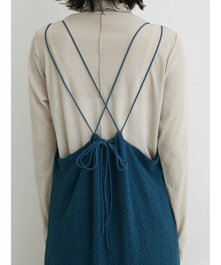 Green Parks 表面カット細ひもキャミワンピース Navy