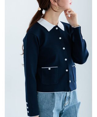 Te chichi 総針衿付きジャケットカーディガン