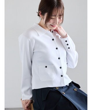 Te chichi 総針衿付きジャケットカーディガン