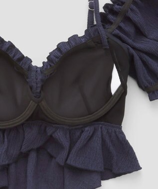 San-ai Resort（三愛水着楽園） 軽い着け心地でしっかり盛れる【楽盛り水着】　パフスリーブワイヤービキニ　9M　【San-ai Resort（サンアイリゾート）】 ネイビー