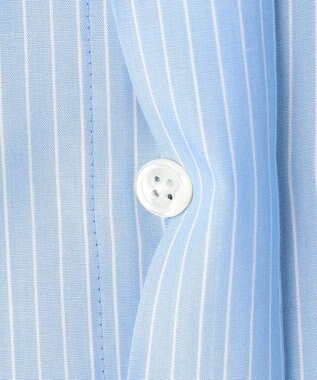 自由区 L ドレープブロード シャツブラウス サックス×白ライン