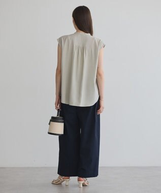 YECCA VECCA 【接触冷感】COOLバックピンタックブラウス Gray Beige
