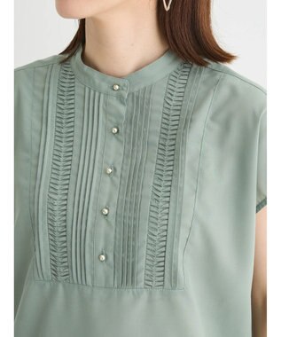 Green Parks ・ＥＬＥＮＣＡＲＥ　ＤＵＥ　ピンタックフレンチブラウス Khaki