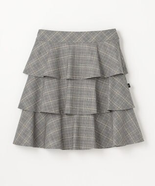 組曲 KIDS 【150-160cm】ティアードチェック スカート グレー系3