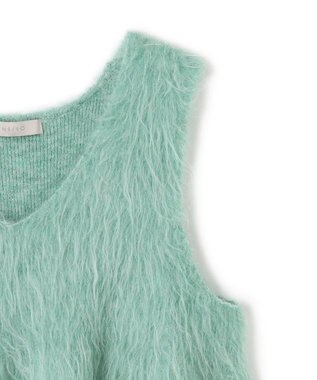 UNFILO 【野呂佳代さん着用】アルパカシャギー ペプラムジレ グリーン