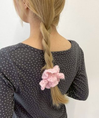 WEGO Lヘムフリルニットシュシュ ライトピンク