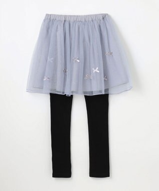 ANY KIDS リボン×ラメチュールスカッツ ブルーグレー