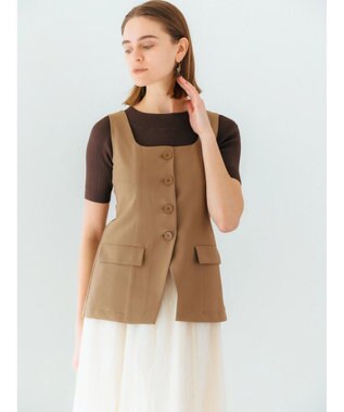 YECCA VECCA リネンライクビスチェベスト Dark Beige