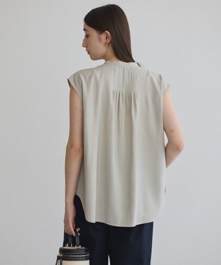YECCA VECCA 【接触冷感】COOLバックピンタックブラウス Gray Beige