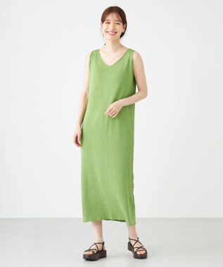 SHARE PARK LADIES 【セットアイテム】レーヨンナイロンニットワンピース グリーン系