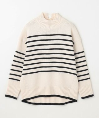 ANY ラムウールボトルネックプルオーバー エクリュ×ブラック