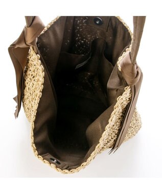 UNBILLION カシュカシュ cachecache / 下がりグログラン地柄編みトート カゴバッグ チョコ