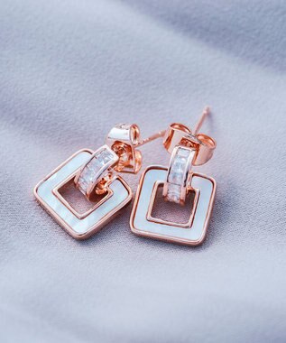 Tiaclasse 【金属アレルギー対応】スクエアシェルピアス ピンクゴールド
