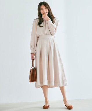 組曲 【セットアップ対応・前後着用可】ニュアンスシフォン ブラウス ベージュ系