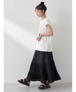 earth music&ecology レースティアードスカート Black