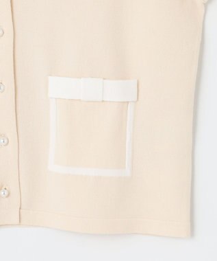 組曲 KIDS 【150-160cm】リボンインターシャニット カーディガン ベージュ系