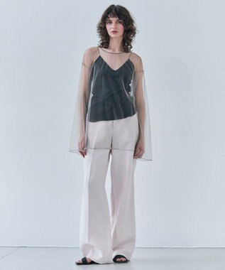 BEIGE， 【洗える・Precious 7月号掲載】ABELIA / コットンVラインカップ付きキャミソール Black