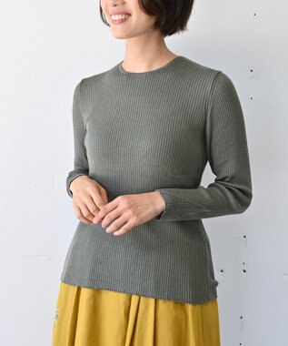 muuc 〈高品質シルク＆スーピマ超長綿〉〈洗えるニット〉〈通年着られる〉袖口模様編み プルオーバー