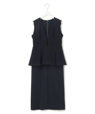 ICB 【洗える】ミリオーネダンボールニット  ジャンパースカートワンピース ネイビー系