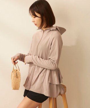 OP／FILA 【ocean pacific】フェイスガード付き バックフリル ラッシュガードパーカー