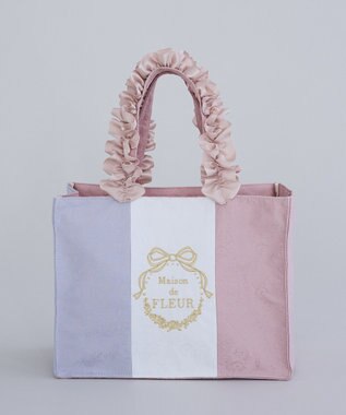 Maison de FLEUR トリコロールフリルハンドルトートバッグ Multi