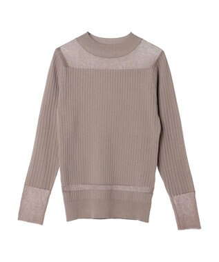 earth music&ecology 部分シアーニットプルオーバー Gray Beige
