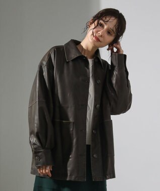 Green Parks ・ＥＬＥＮＣＡＲＥ　ＤＵＥ　フェイクレザーカバーオール Brown