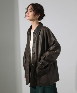 Green Parks ・ＥＬＥＮＣＡＲＥ　ＤＵＥ　フェイクレザーカバーオール Brown