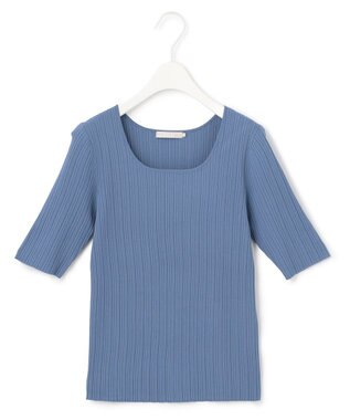 ICB L 【新色追加・洗える】シンセティックハイゲージ 5分袖リブニット スマルトブルー系