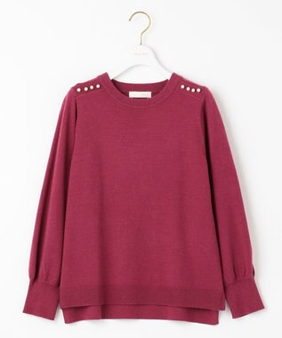 ANY SIS 【Oggi1月号掲載】ショルダーパール調 ニット ローズピンク