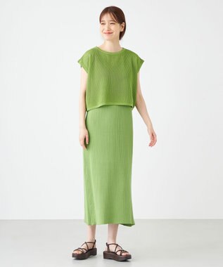 SHARE PARK LADIES 【セットアイテム】レーヨンナイロンニットワンピース グリーン系