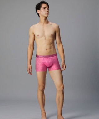 WACOAL MEN ボクサーパンツ【レースボクサー】フロント快適グラマラス 通気性 フリーなカッティング(裾部分) 前閉じ レース 下着 GT3341 /ブロス バイ ワコールメン ピンク