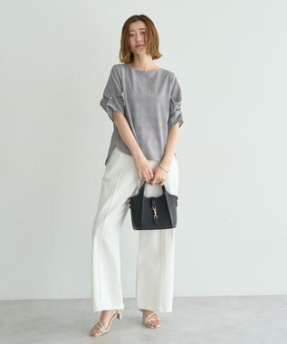 YECCA VECCA パールタックスリーブブラウス Check