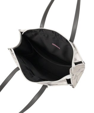 Maison de FLEUR リボンパールプリントマルチポケットトートバッグ Black