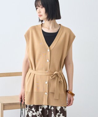 AMERICAN HOLIC 金ボタンニットジレ Camel