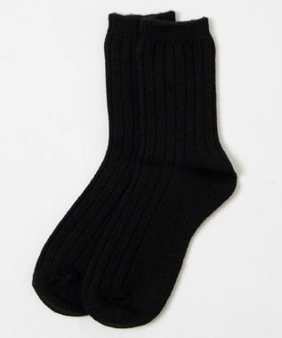 WEGO 【あったか】ぽかぽか裏起毛リブソックス ブラック