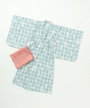 組曲 KIDS 【S-Lサイズ】マーガレットチェック 浴衣 セージ系5