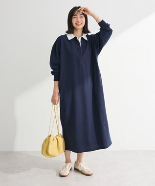 Green Parks ラガーシャツワンピース Navy